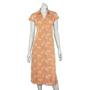 MOUSSY Women's Tropical Palm Tree Print Dress button front Size 1